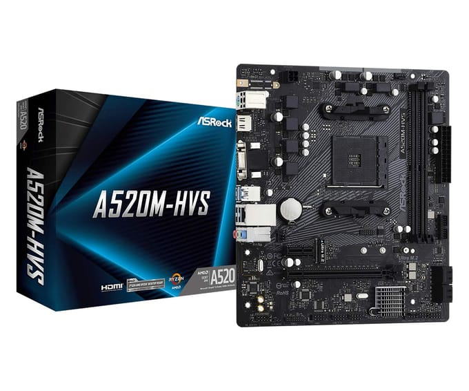 ASRock A520M-HVS Moederbord - AMD A520 - AMD AM4 - DDR4 RAM - Micro-ATX