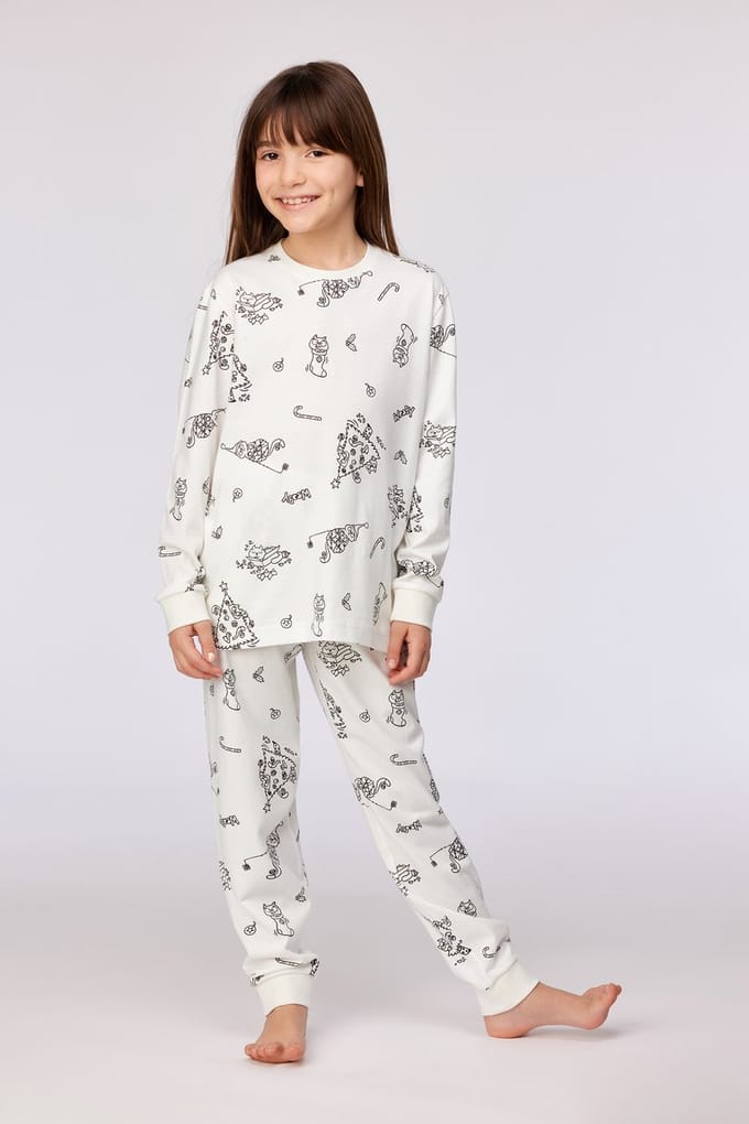 Woody pyjama unisex - color-me - kat Kerst - 253-18-CPC-S/975 - maat 128