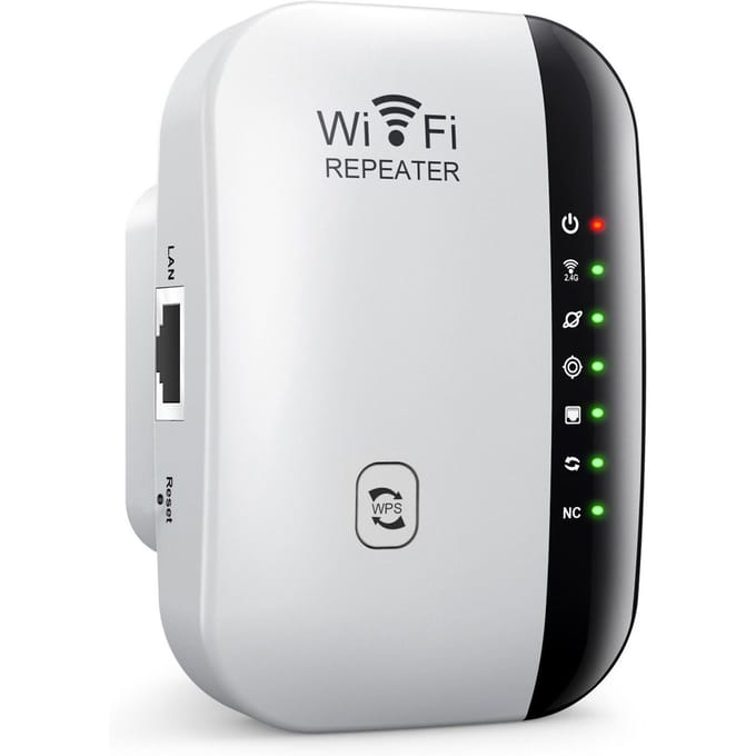 300M WiFi Repeater Draadloze Signaalversterker 7 Indicatielampjes WiFi Range Extender met Ethernet US wit