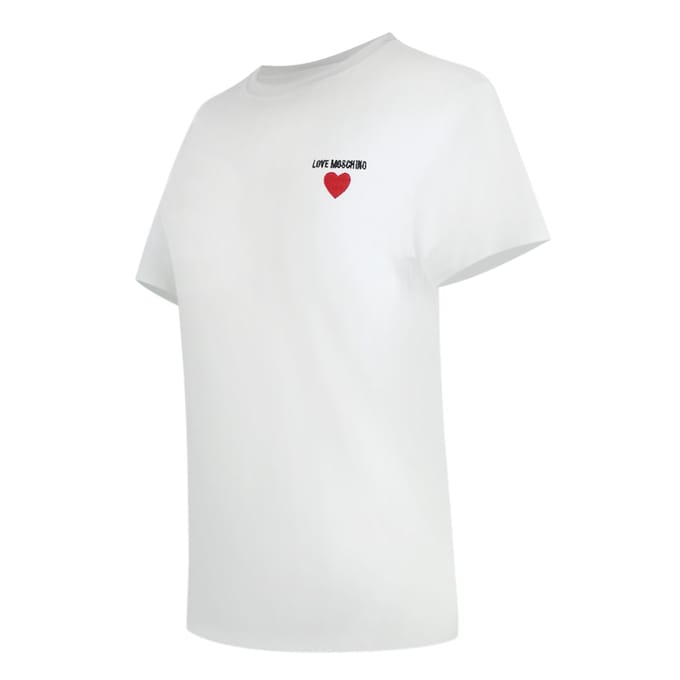 Love Moschino Small Heart Signature Logo White T-shirt