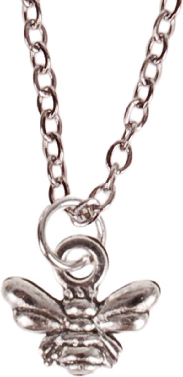 Ketting 55cm - Hangertje Bijtje zilverkleurig 1cm