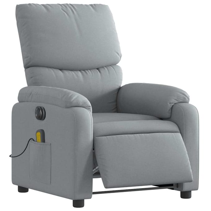 vidaXL - Massagestoel - elektrisch - verstelbaar - stof - lichtgrijs