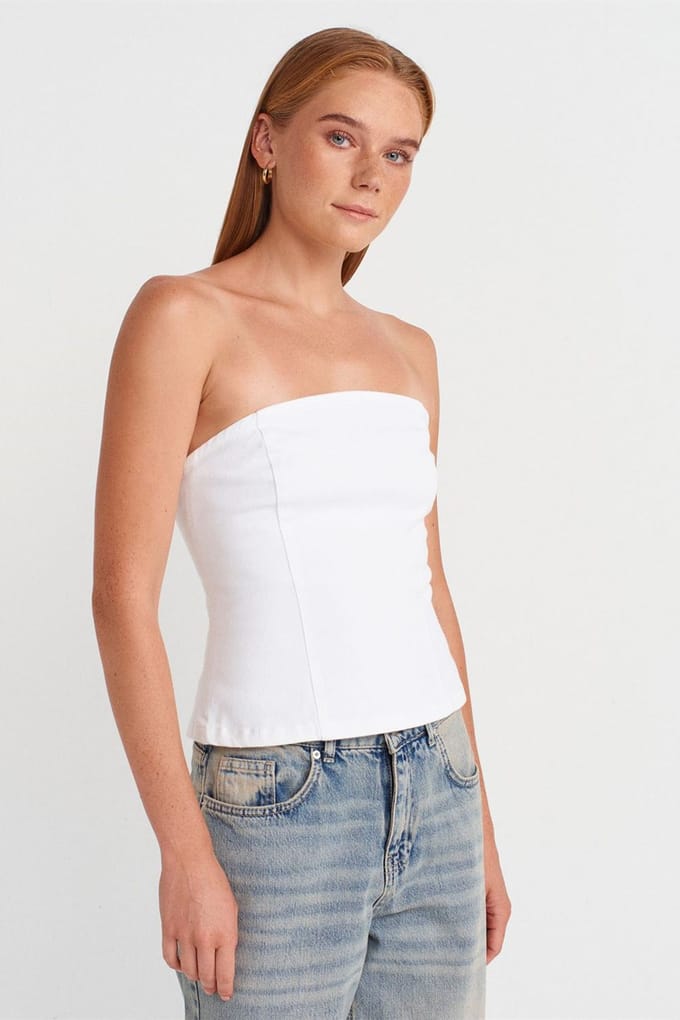 Strapless Fitted Peplum Blouse