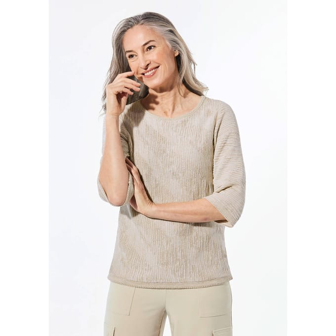 Tricot pullover met boothals - beige - Gr. 24 van Goldner Fashion