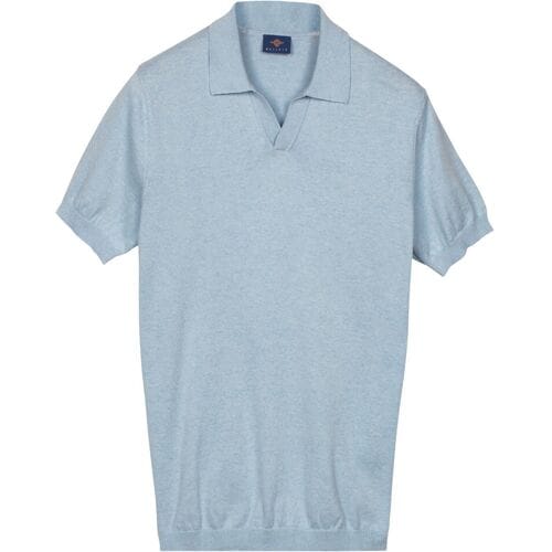 Baileys Polo Knitted Short Sleeve No-Button Collar Soft Blue / male