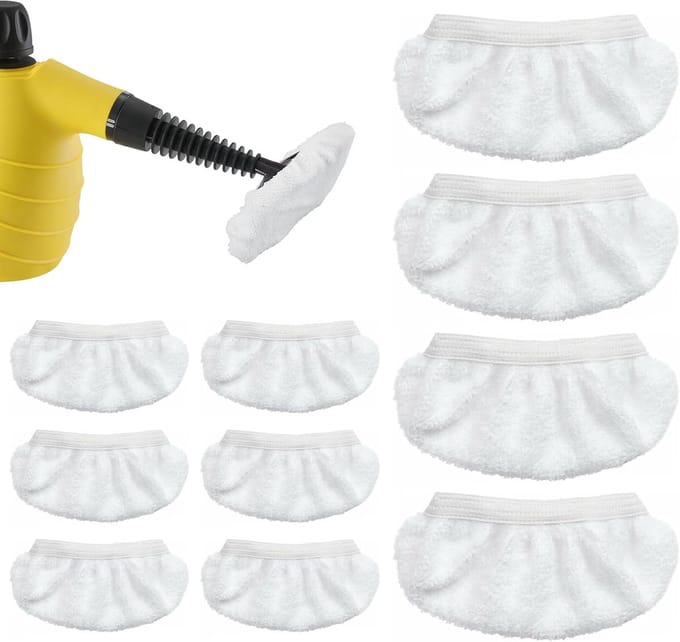 Stoomdweilpads - Reservehoezen - Vloeren Reinigen - Wasbaar - 10 stuks - Wit