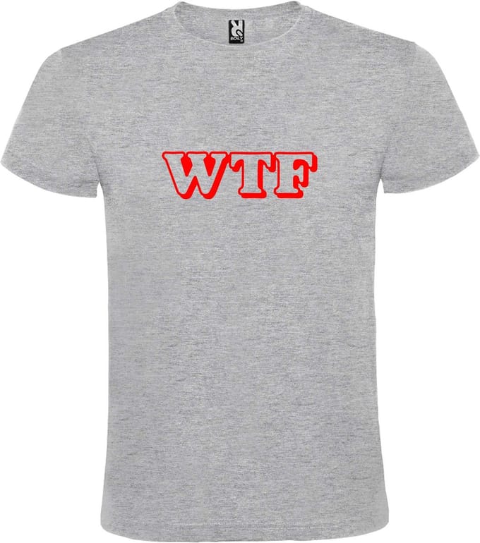 Grijs T-shirt ‘WTF’ Rood maat L