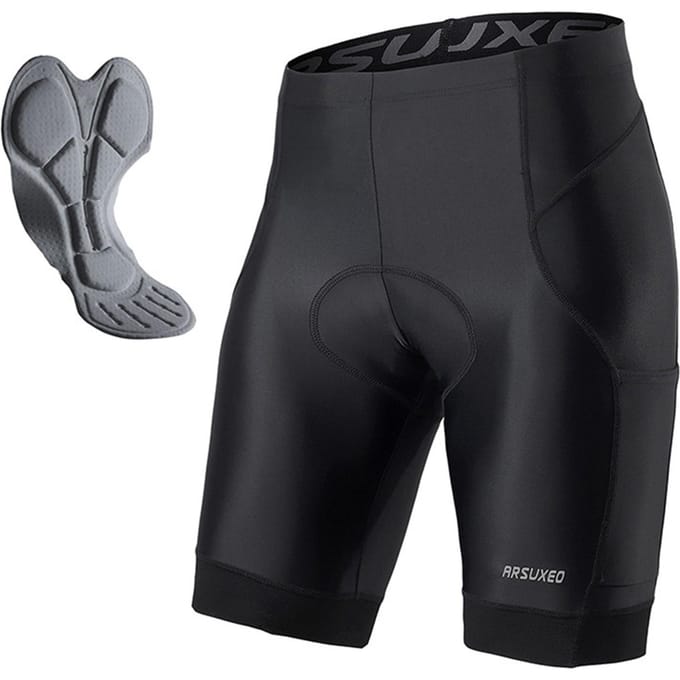Short de vélo rembourré pour hommes Short de cyclisme élastique respirant à séchage rapide avec poches L black