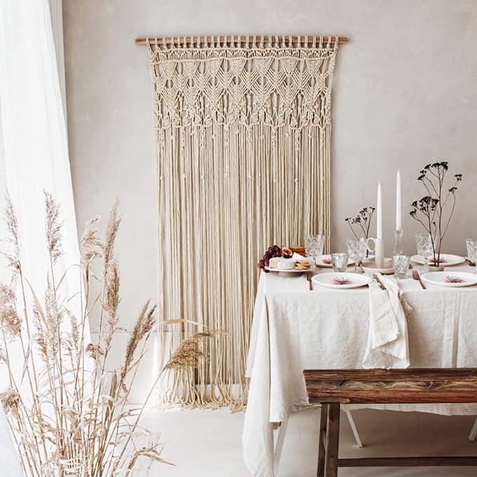 Partydeco - Macrame, off-white, 94.5 x 171 cm