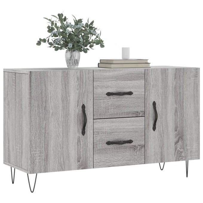 vidaXL - Dressoir - 100x36x60 - cm - bewerkt - hout - grijs - sonoma - eikenkleurig