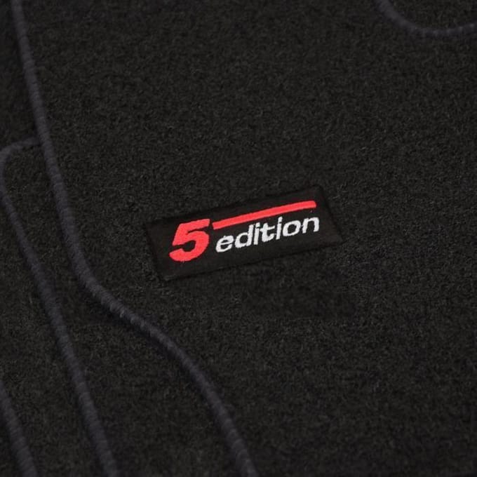 Tapis de sol - Logo - Mazda 5 - Velours noir - 5 pièces - Antidérapant - Sur mesure