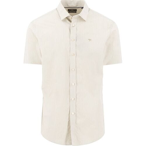 Fynch-Hatton Overhemd Essential Fine Stripe Short Sleeve Premium Cotton Pistache / male