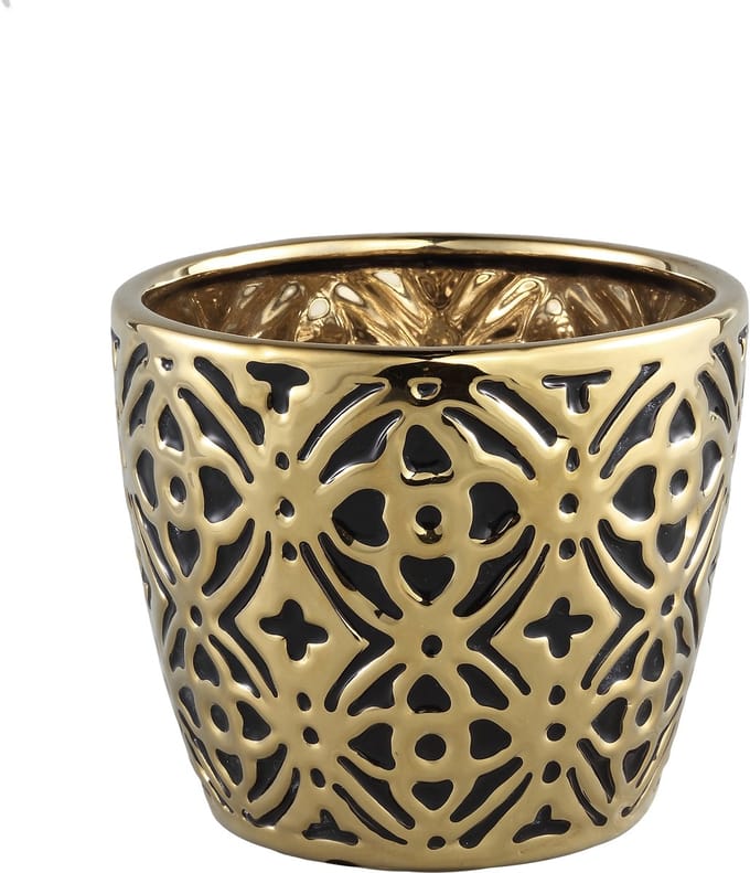 PTMD  vianne goud zwart keramiek flaager pot rond