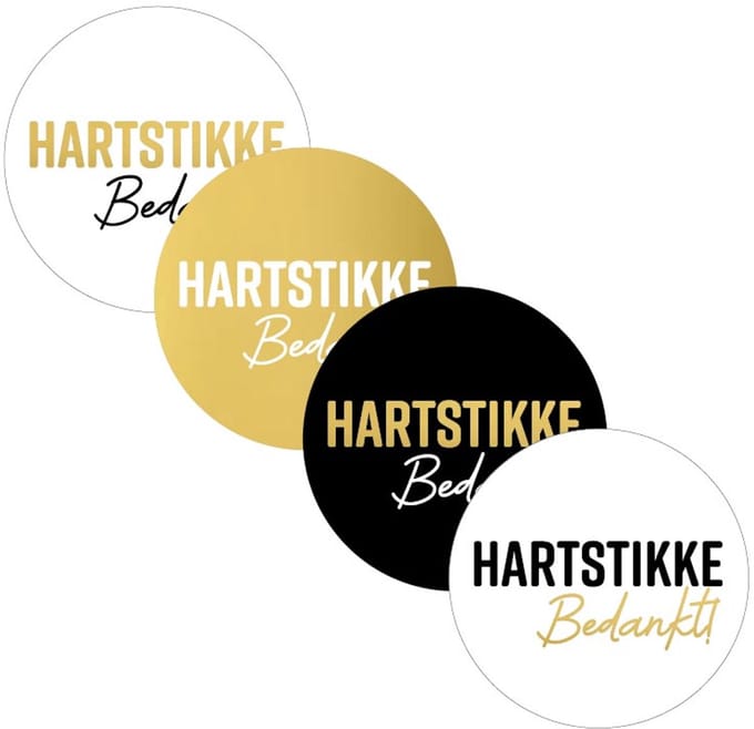 KP etiket Hartstikke Bedankt | diameter 40 mm | 4 varianten | rol van 250 stuks