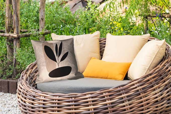 Tuinkussen - Plant - Beige - Japandi - 40x40 cm - Weerbestendig