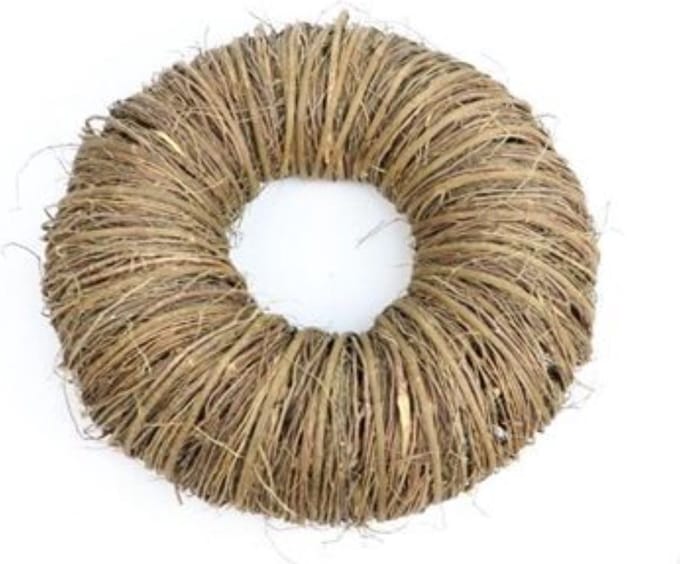 DBT Krans Kerstkrans Mactan gras - Hout - Bruin - Natural - D35cm