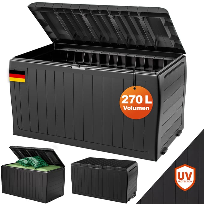 Keter Opslagbox Marvel Plus antraciet 117x45x57cm met wielen
