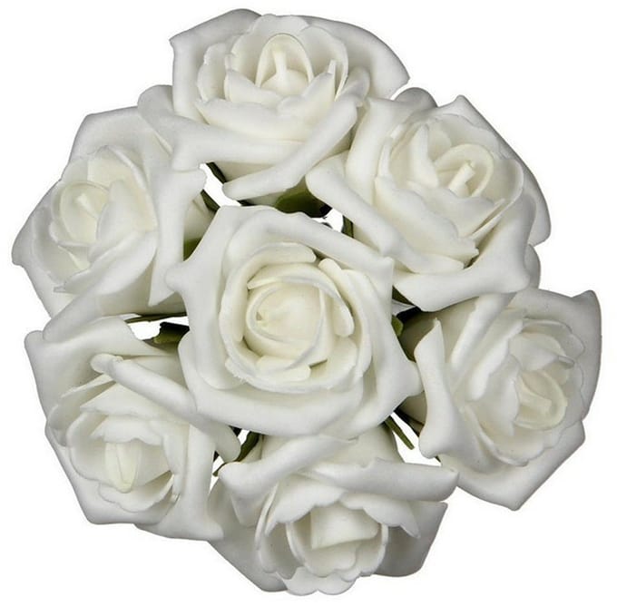 Ideas4seasons Rozen - 7x stuks - foam - 9 x 3 cm - creme wit - diy - bruiloft decoratie