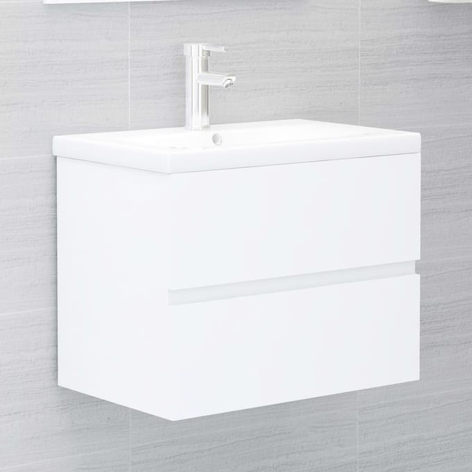 vidaXL - Wastafelkast - met - ingebouwde - wastafel - spaanplaat - wit