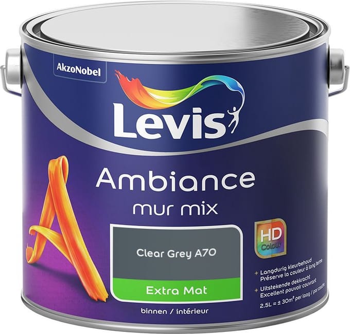 Levis - Ambiance Mur Extra Mat Mix - Clear Grey A70 - Mengverf - 2,5 L
