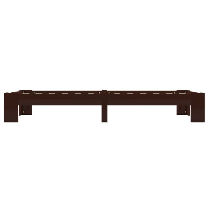 vidaXL - Bedframe - massief - grenenhout - donkerbruin - 90x200 - cm