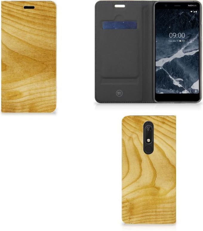 Nokia 5.1 (2018) Book Wallet Case Licht Hout