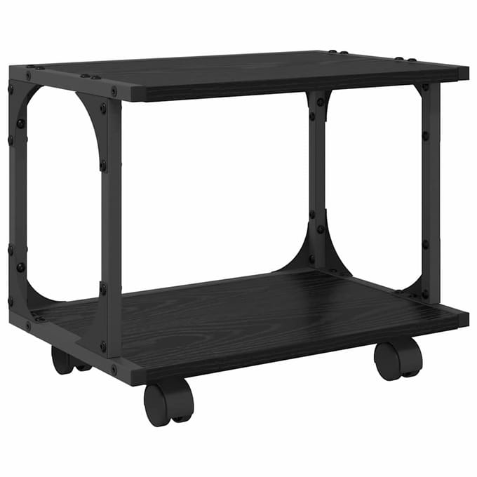 vidaXL - Printerstand - Zwart - eiken - 41 - x - 28 - x - 33,5 - cm - Bewerkt - hout