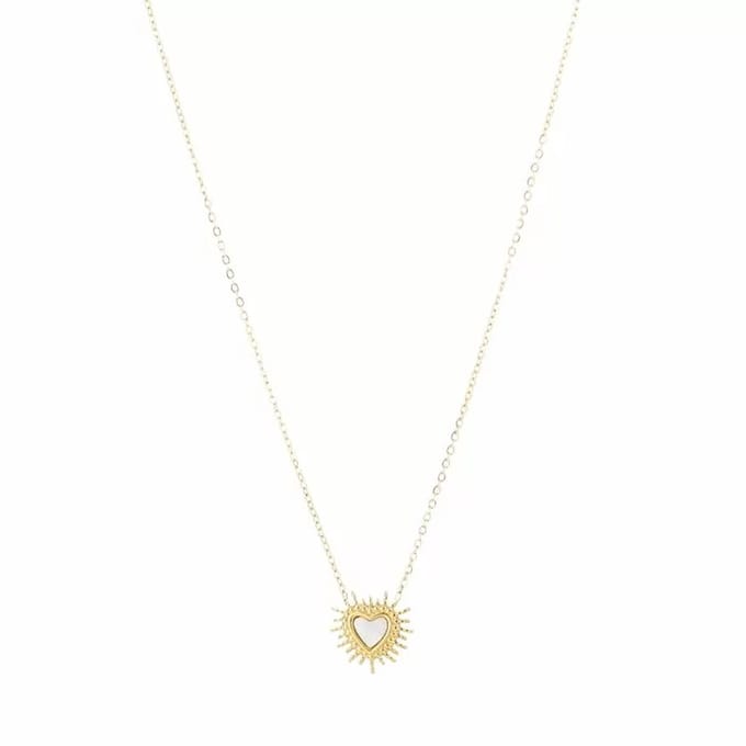 Bijoutheek Collier stralend hart parelmoer Goud