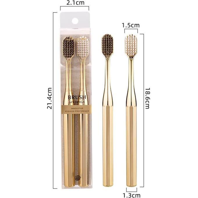 2 stuks/set Zachte borstel tandenborstel Set tandenborstels voor volwassenen goud