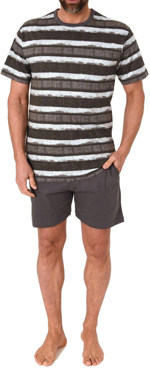 Normann herenpyjama met korte mouwen in casual streepjeslook