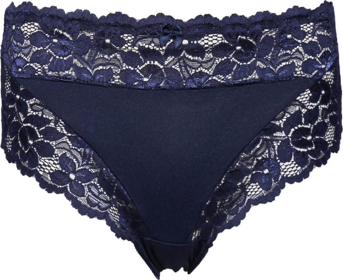 J&C dames tailleslip met kant - microfiber - Kanten vrouwen onderbroek - Elastisch - Blauw / XXL