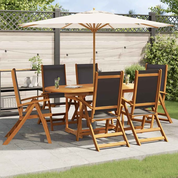 vidaXL - 7-delige - Tuinset - massief - acaciahout