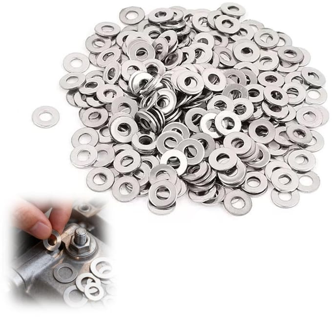 Set van 200 Stuks RVS M6 Platte Ringetjes - Assortiment voor Schroeven, Bouten en Meubelprojecten