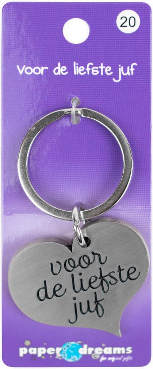 Hart sleutelhanger - Voor de liefste juf