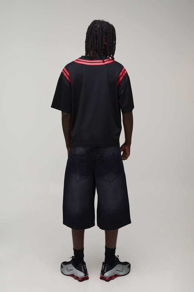 Oversized Boxy Mesh OFCL 23 Printed T-Shirt | Black | Size XS