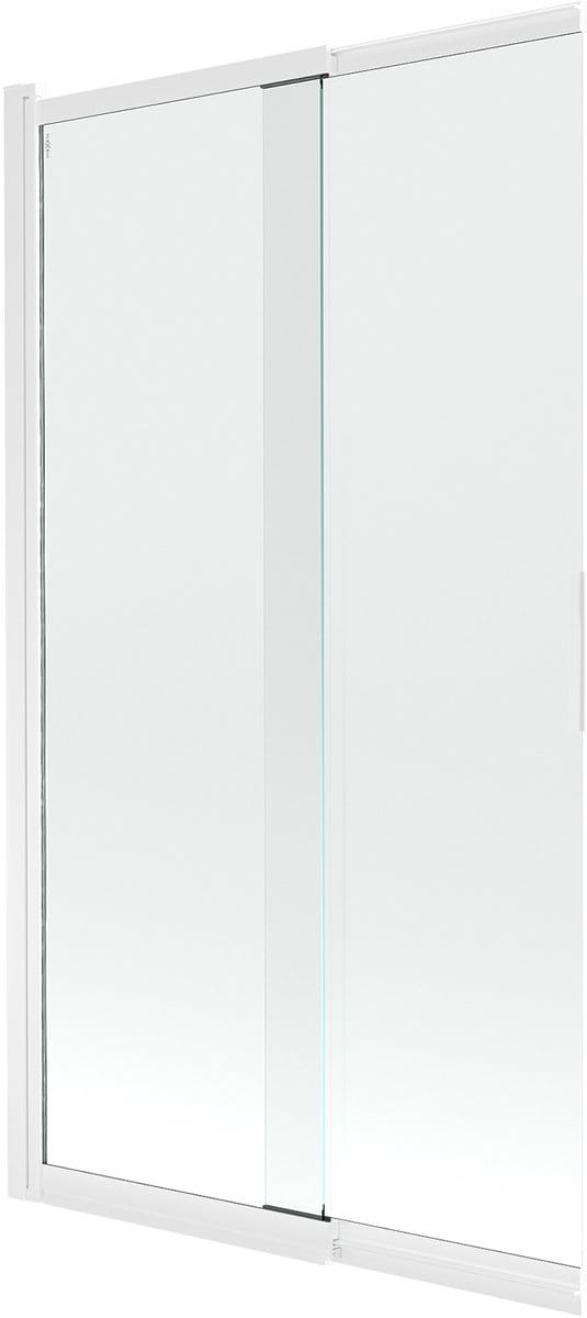 Mexen Fox badwand 2-delige schuifdeur 100 x 150 , transparant, wit - 891-100-002-20-00