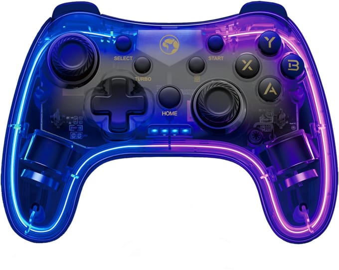 Marvo Ghost 40 (GT‑88) – Draadloze Bluetooth Controller, Transparant RGB, Universeel (Android/PC/PS/Nintendo)
