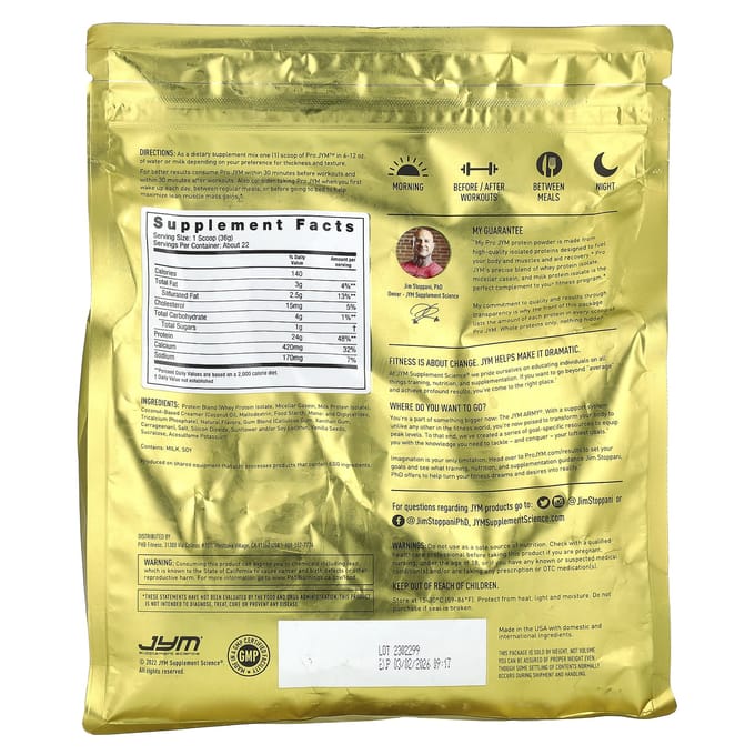 JYM Supplement Science, Pro JYM, Mélange de Protéines Ultra Premium, Gousse de Vanille Tahitienne, 1,7 lb (792 g)
