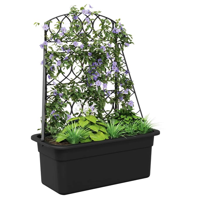 vidaXL - Planter - Trellis - Antraciet - 58 - x - 29 - x - 78 - cm - PP