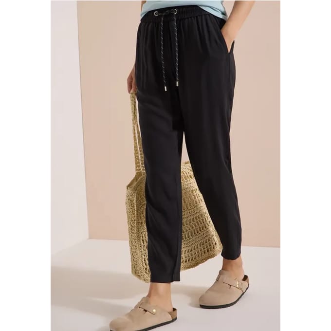 Mid Waist Slim Leg broek in Loose Fit
