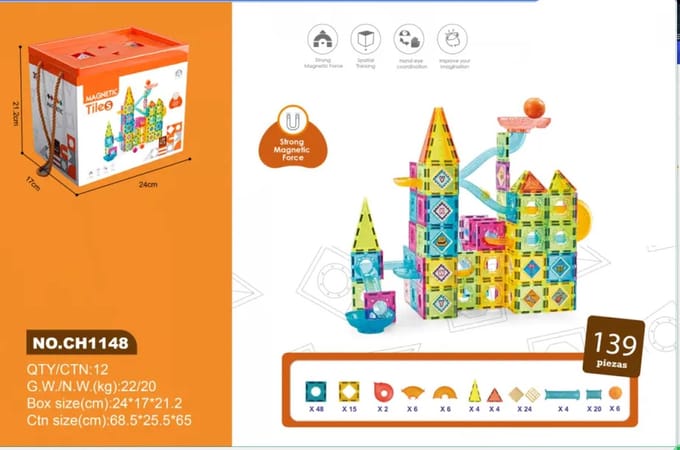 Magnetisch Speelgoed - 139-delig Constructieset - Bouwspeelgoed - Magnetic Tiles