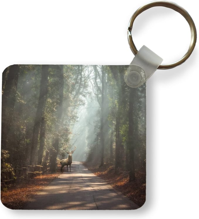 Sleutelhanger - Uitdeelcadeautjes - Hert - Bos - Zonnestralen - Plastic