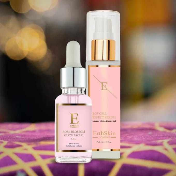 ErthSkin London EGF CEL EFFECT SERUM + Rozenbloesem Glow Gezichtsolie 1