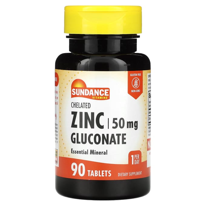 Sundance Vitamins, Gluconate de Zinc Chélaté, 50mg, 90 Comprimés