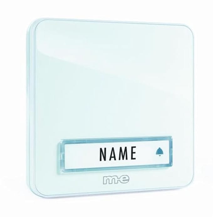 Moderne belplaat met naamplaatje 1-voudig wit 12V/1A
