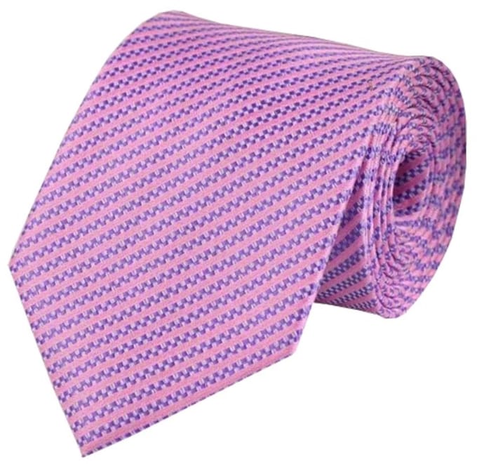 Fako Fashion - Luxe Stropdas - 145cm - 8cm - Roze Paars Blok Gestreept