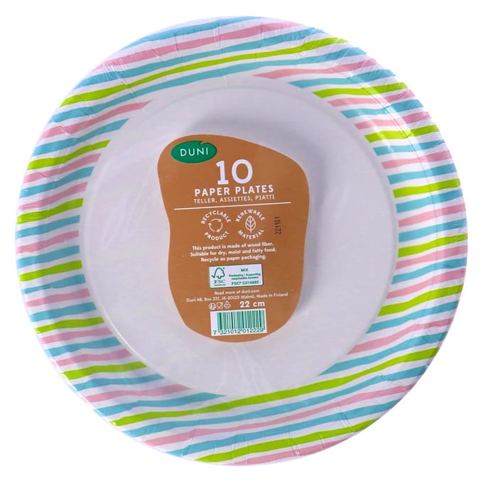 Duni Papieren Borden Stripes 22 Cm 10 Stuks