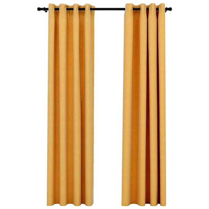 vidaXL - Gordijnen - linnen-look - verduisterend - ogen - 2 - st - 140x225 - cm - geel