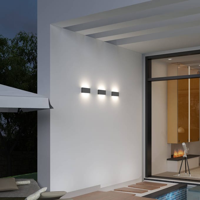LED buiten wandlamp CMD 9070, 17 cm, antraciet, IP54, omhoog/omlaag
