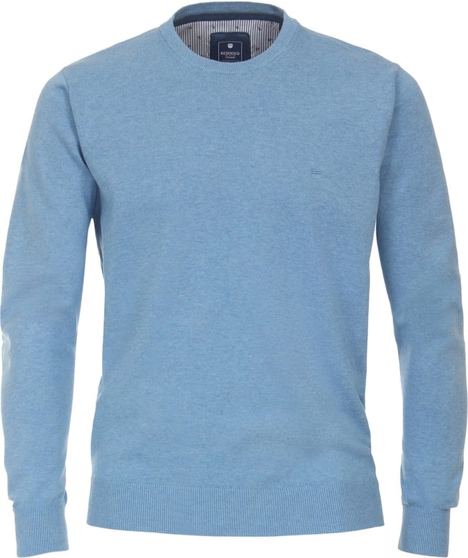 Redmond heren trui katoen - O-hals - blauw (middeldik)